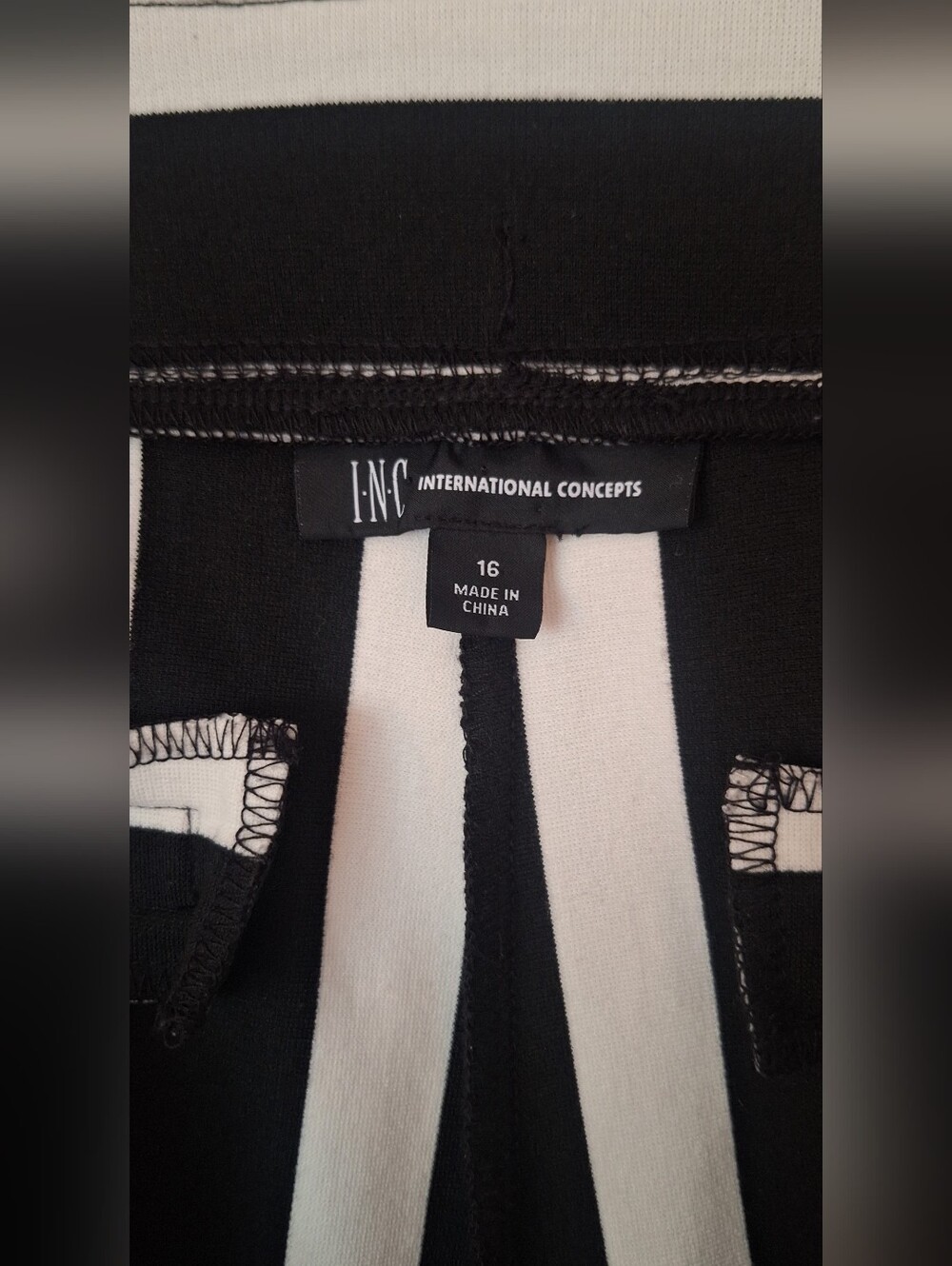 INC International Concepts Black & White Vertical Stripe Wide-Leg Pants - Picture 2 of 7
